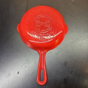 Griswold Cast Iron Red & Cream Enameled #3 Skillet Erie, PA 6 1/2” pan cookware